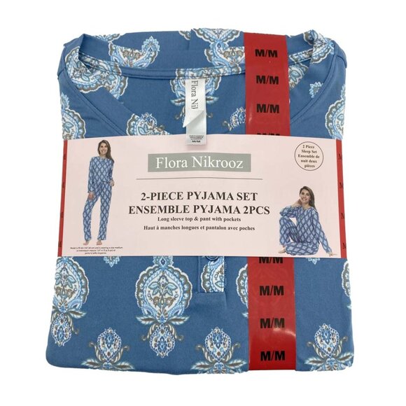 Flora Nikrooz Women's Blue Print Pyjama Set: 2 Pieces / Various Sizes - Picture 1 of 4